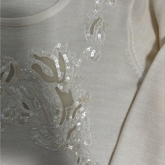 Ivory Top. Sequin Detail.  Luxe Size Medium.  SKU 8 - Picture 2 of 11